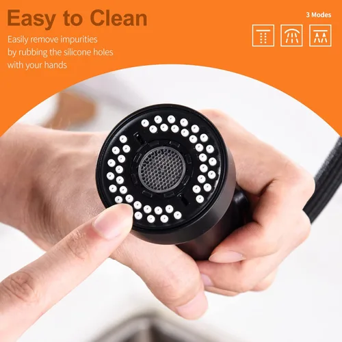Miniatura 5 de TIORIY Cabezal de Repuesto para Grifo de Cocina Negro, con 15 Adaptadores de Plástico Cabezal Rociador de Grifo Extraíble, Boquilla Rociadora Negro