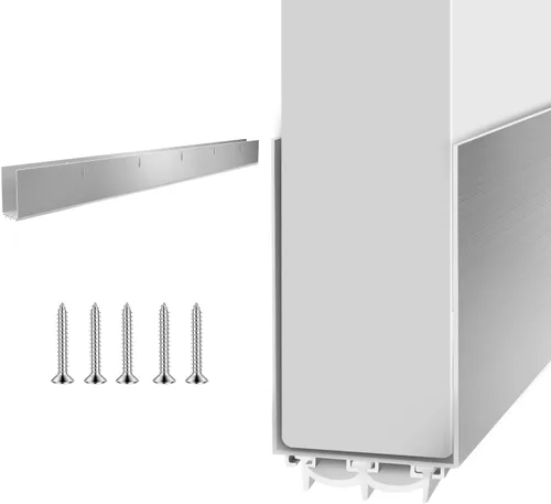Topes de corriente de aire de aluminio para puertas – 39' sellado de burletes para puertas exteriores e interiores Plata