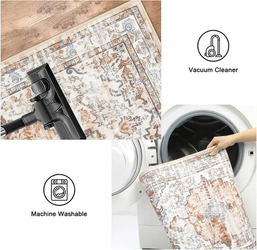 Miniatura 5 de Ileading Juego de 3 alfombras de cocina bohemias con corredor, alfombra de cocina, alfombras y tapetes antideslizantes lavables para cocina, suelo