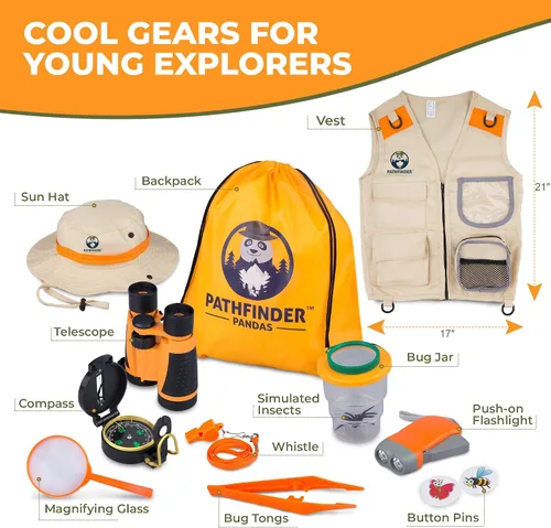 Miniatura 3 de Kit de Explorador Infantil con Chaleco y Sombrero de Safari para Niños de 7 a 12 Años - Disfraz de Safari y Vestirse como Guardián de Zoológico