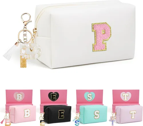 Miniatura 75 de AIBFRID 2 piezas de bolsas de maquillaje iniciales para mujeres, regalos de cumpleaños para niñas de 4 5 6 7 8 9 10 11 12 años, bolsas de cosméticos