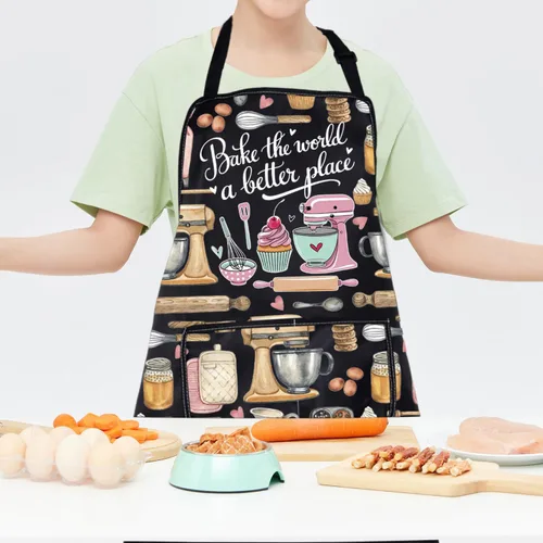 Miniatura 7 de CMNIM Delantal para Hornear Hornea el Mundo un Lugar Mejor Regalos para Panaderos Regalos para Amantes de la Repostería Regalos para Chef