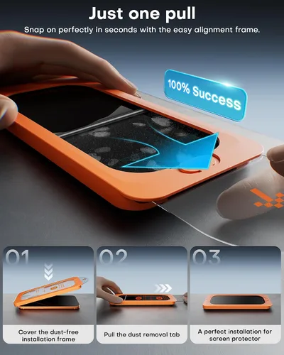 Miniatura 2 de OMOTON Protector de pantalla de privacidad para iPhone 17 Pro Max [Instalación de alineación automática], vidrio templado con dureza 9H+ y grado