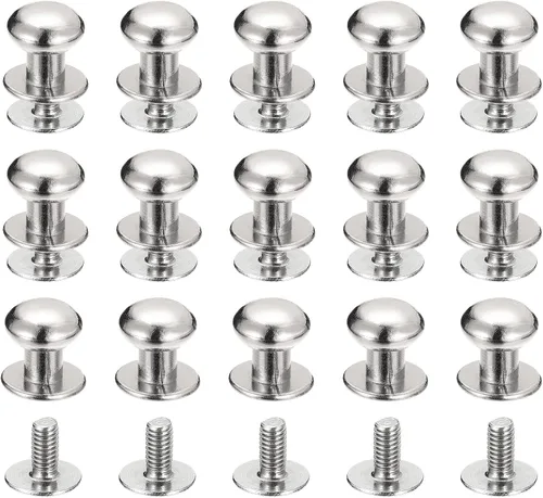 Miniatura 10 de uxcell Remaches de cabeza de bola de 0.157 pulgadas (0.157 in), tornillo trasero, paquete de 15 remaches de pezón de botón de cabeza redonda