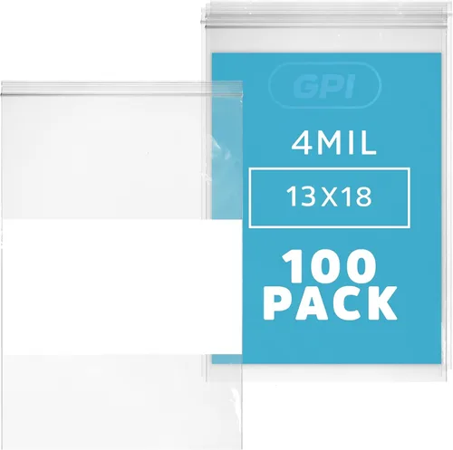 Miniatura 26 de GPI - 3" x 4" - Caja a granel de 1000, bolsas de plástico transparente con cierre de cremallera de 4 mil de grosor, resistentes, con bloque blanco