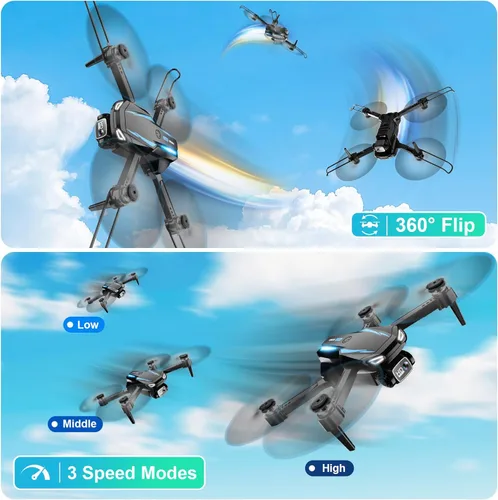 Miniatura 4 de Drone con cámara 1080P, cuadricóptero plegable de control remoto para adultos principiantes, mini dron con vuelo estable, vuelo de punto de ruta