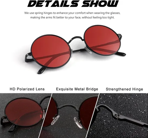 Miniatura 45 de CGID Gafas de sol unisex polarizadas redondas E01 Lennon