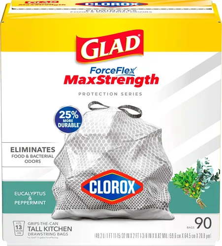 Miniatura 21 de Glad - Bolsas de basura altas para cocina ForceFlex MaxStrength, 13 galones, flor de cerezo, 34 unidades (el embalaje puede variar)