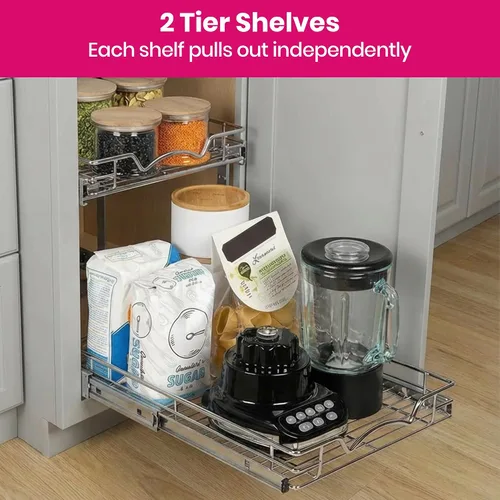 Miniatura 6 de HOLDN' STORAGE Organizador de gabinete extraíble de dos niveles, cajones deslizantes individuales, metal resistente con garantía limitada de por