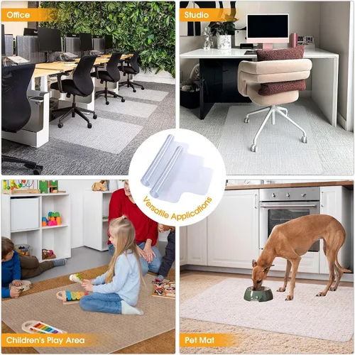 Miniatura 6 de Yescom Tapete transparente para silla de oficina para alfombra de pelo bajo de 48 x 36 pulgadas, grosor de 1/8 pulgadas, 2 protectores de piso