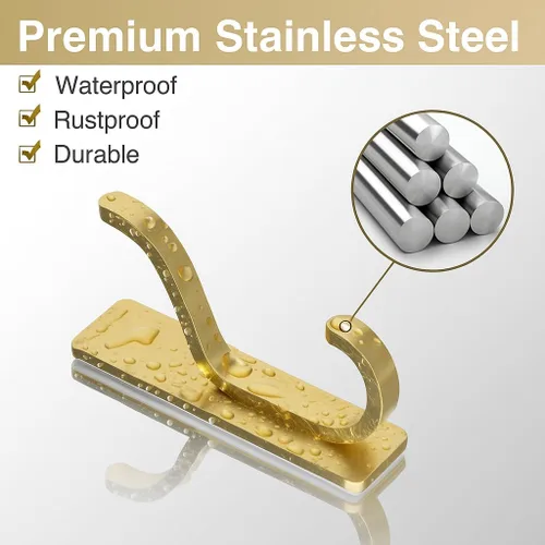 Miniatura 3 de pickpiff Ganchos Adhesivos de Pared para Abrigos - Colgador de Puerta Resistente Adhesivo, Gancho de Metal para Colgar Toalla, Bolso, Bata, Mochila
