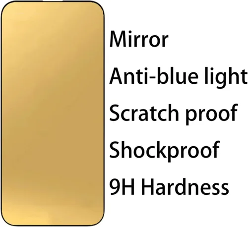 Miniatura 14 de Película protectora de pantalla de espejo de vidrio templado antiazul para iPhone 14 Pro Max, 6.7 pulgadas, dureza 9H, antiarañazos, cubierta