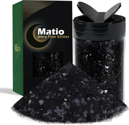 Miniatura 28 de Matio Purpurina gruesa de 7.8 onzas / 7.76 oz de color blanco luna, polvo de purpurina ultrafina, mezcla de copos de PET gruesos, lentejuelas
