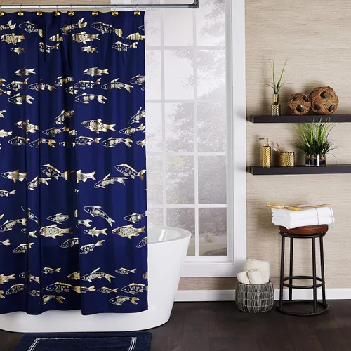 Miniatura 3 de SKL Home Vern Yip Gold Koi - Cortina de ducha, color azul