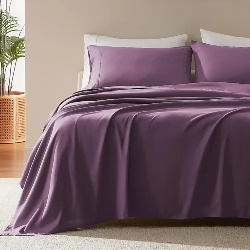 Miniatura 21 de SLEEP ZONE Juego de Sábanas Refrescantes a Rayas Queen - Juego de Sábana Ajustable, Sábana Plana y Fundas de Almohada de 4 Piezas - Sábana de Cama a