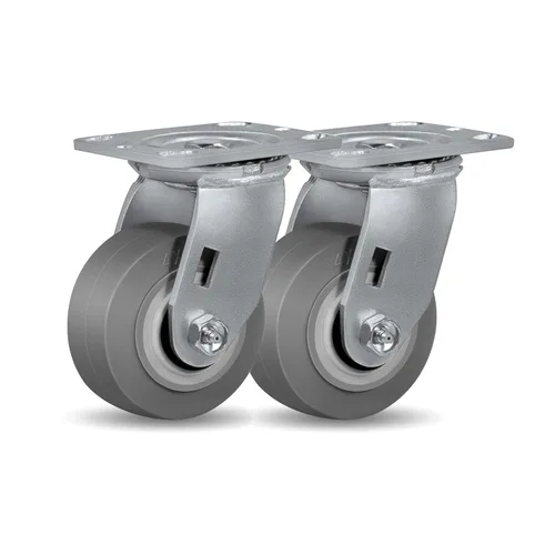 Miniatura 12 de Ruedas giratorias de alta resistencia 4x2, ruedas industriales, ruedas de goma (banda de rodadura plana), juego de 1 con capacidad de hasta 450