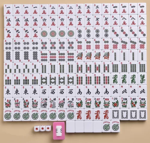 Miniatura 4 de Juego de Mahjong Americano 166 Azulejos Blancos Grabados para Mah Jong Occidental, Mah Jongg con Estuche de Transporte de Tamaño Viajero, Dados