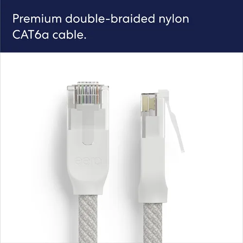 Cable Ethernet Amazon eero CAT6a: Admite velocidades de más de 10 gigabits, 3 pies, paquete de 1, blanco ártico Arctic White