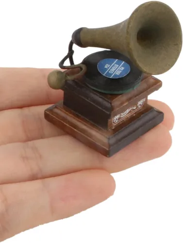 Miniatura Gramófono Casa de Muñecas Accesorios Fonógrafo 1:12 Escala Vintage Tocadiscos Mini Casa Encantador Retro Mini Modelo Decoración de