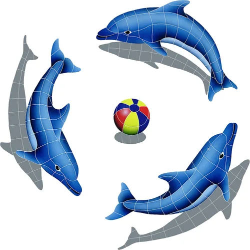 Miniatura 5 de Dolphin Group - Mosaico de cerámica para piscina (azul, 42 x 42 pulgadas)