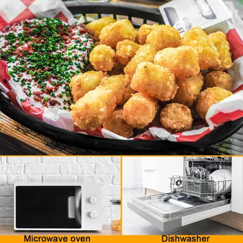 Miniatura 5 de Paquete de 50 cestas de plástico negro para alimentos de 9 x 5.7 pulgadas, ovaladas para freír comida rápida, cestas de plástico para perros