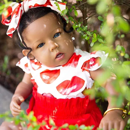 Miniatura 4 de Muñecas bebé Reborn Niña Negra, Muñecas bebé recién nacidas afroamericanas de 20 pulgadas, realistas con cuerpo suave y extremidades de silicona