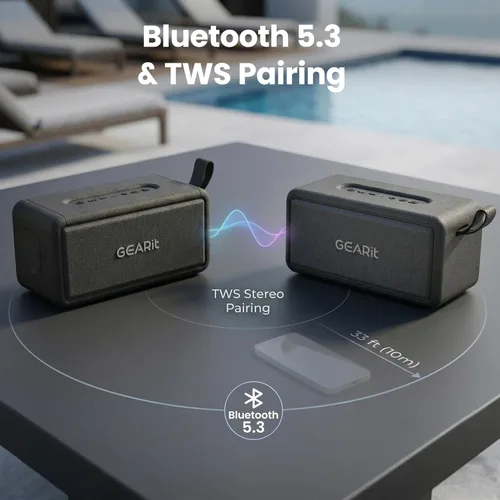 Miniatura 4 de GEARit Altavoz inalámbrico portátil Altavoz Bluetooth de 40 W V5.3 graves profundos IPX6 impermeable TWS emparejamiento 15H tiempo
