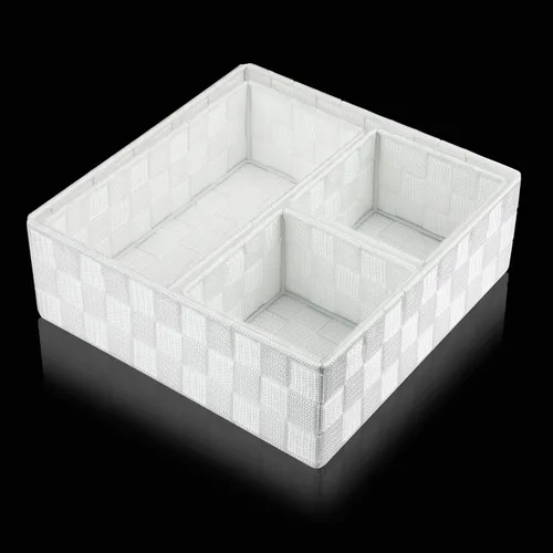 Miniatura 6 de Posprica Caja de almacenamiento tejida, cubo, cesta, contenedor, organizador divisor para cajón, armario, estante, aparador (blanco)