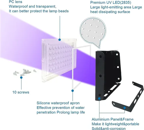 Miniatura 2 de Luces negras de 50 W, luz de inundación de luz negra con enchufe e interruptor, para fiesta brillante, Halloween, póster fluorescente, iluminación