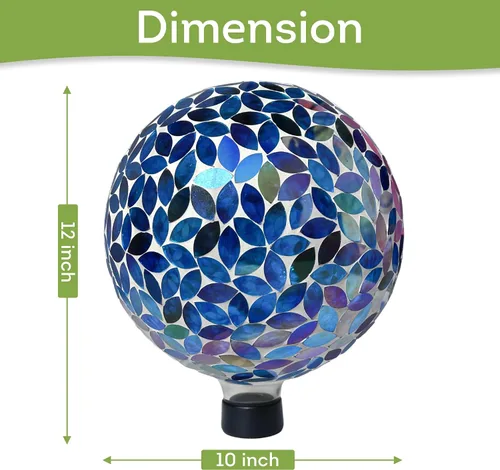 Miniatura 2 de Lily's Home Colorida bola de vidrio de mosaico, diseñada con un impresionante patrón de mosaico holográfico de pétalos para traer color a cualquier