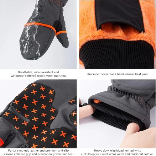 Miniatura 5 de BASSDASH WinteFlex Guantes de pesca en hielo aislantes con protección contra el frío, sin dedos, resistentes al agua para hombres y mujeres