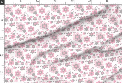 Miniatura 3 de Spoonflower Tela - Rosa Gris Gris Floral Niña Nursery Flower Room Impreso en tela Minky por The Yard - Cobijas de bebé Coser Edredón de felpa