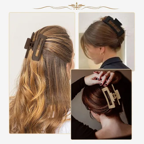 Miniatura 4 de Paquete de 6 pinzas para el cabello de 4 pulgadas para cabello grueso, pinzas de pelo mate grandes para mujeres, pinzas de plátano de sujeción fuerte