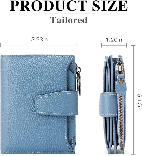 Miniatura 3 de FALAN MULE - Cartera de cuero auténtico para mujer, pequeña plegable , compacta, con interferencia de radiofrecuencia (RFID)