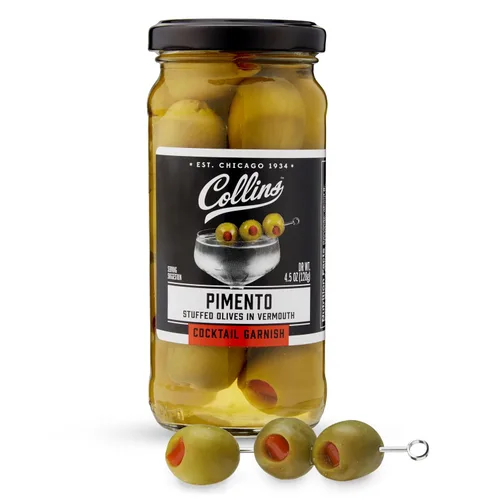 Miniatura 14 de Collins Aceitunas sin hueso: guarnición popular para cócteles, martinis sucios, ensaladas, bandejas de queso, embutidos, aperitivos, 4 onzas