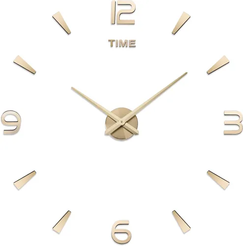 AILILIFE Reloj de pared 3D DIY con adhesivo para decoración de espejo, sin marco, kit de reloj de pared grande para el hogar, sala de estar, Dorado