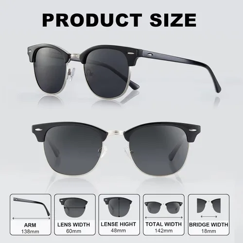 Miniatura 5 de Sunglasses MenMens Polarized Sunglasses for Men Women,Classic Semi-Rimless Sun Glasses