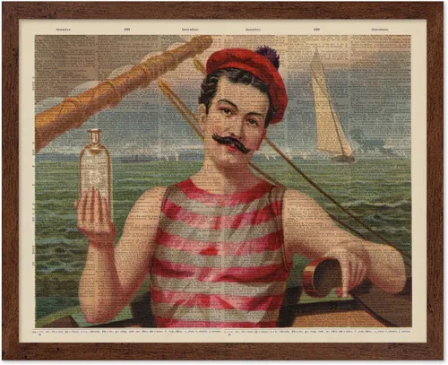 Miniatura 28 de Poster Master Impresión vintage de marinero, póster victoriano retro, arte de carrito de alcohol y bar, diseño de pared humorístico, arte de océano