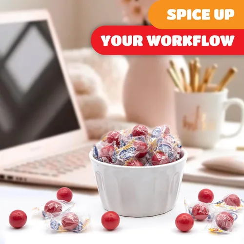 Miniatura 4 de Spicy Cinnamon Jawbreakers - Paquete a granel de 2 libras (160 unidades) - Caramelo duro de canela - Golosina nostálgica ardiente envuelta