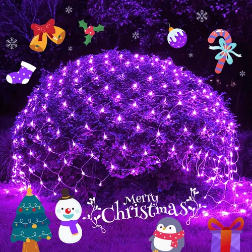 Miniatura 12 de JMEXSUSS - Luces de red para exteriores impermeables, de 12 x 5 pies, con enchufe y 8 modos con control remoto, 360 luces LED para decoración