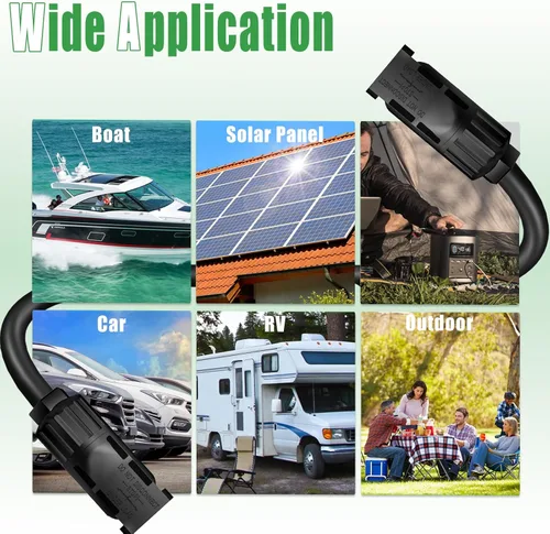Miniatura 7 de Cable de extensión solar de doble cable de 6 pies – Conector de panel solar de 10 AWG (6 mm²), con conectores solares IP67 macho/hembra