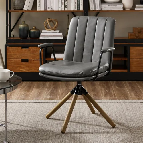 Zouron Silla de oficina giratoria moderna de mediados de siglo, silla de escritorio ergonómica para sala de estar, silla de computadora, silla de