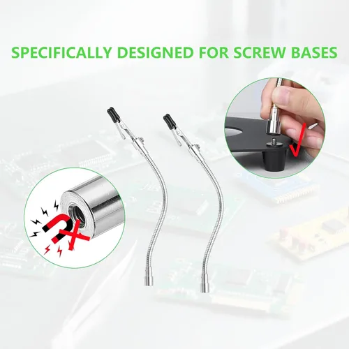 Miniatura 5 de Paquete de 2 abrazaderas de soldadura para manos de ayuda, clip de soldadura ajustable, brazos de metal flexibles de cuello de cisne, clips