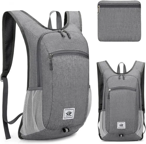 Miniatura 10 de DOJUNS Mochila de senderismo de 15 litros, mochila de viaje pequeña, ligera, plegable, plegable, mochilas de campamento para mujeres y hombres Negro