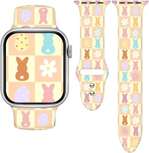 Miniatura 20 de Correa de reloj Holidays compatible con Apple Watch Series 11 10 9 8 7 6 5 4 3 Ultra SE para mujeres y hombres, correa de calabaza de silicona suave