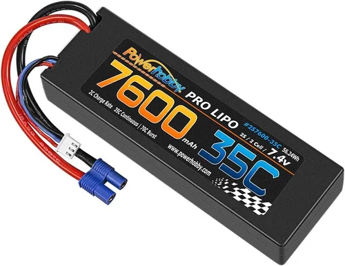 Miniatura 6 de Powerhobby 2s 7.4v 7600mah 35c Lipo batería con enchufe EC3 2 celdas (paquete de 2)
