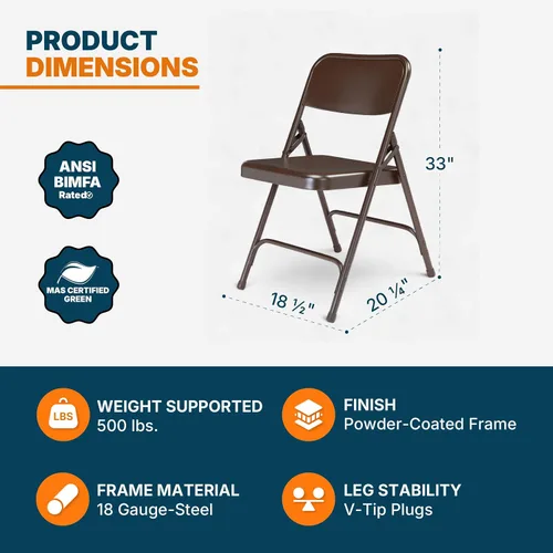 Miniatura 3 de OEF Furnishings Serie OEF200 Sillas Plegables de Acero para Trabajo Pesado, Sillas de Metal de Grado Comercial con Refuerzos Dobles, Capacidad