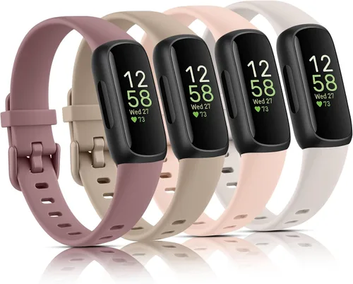 Miniatura 14 de Vancle Paquete de 4 bandas compatibles con bandas Fitbit Inspire 3 para mujeres y hombres, correas ajustables de silicona deportivas de repuesto