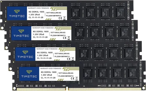 Miniatura 15 de Timetec - Módulo de memoria RAM de 32 GB (4 x 8 GB) DDR3 1600 MHz (DDR3-1600) PC3-12800 (PC3-12800U) no admite memoria ECC sin búfer, 1,5 V, CL11