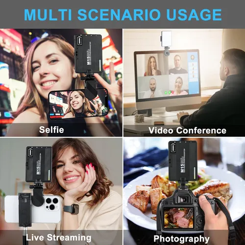 Miniatura 6 de Luz de teléfono para selfie con clips delanteros y traseros, luz de video LED, lámpara de iluminación para fotografía con 3 modos de luz